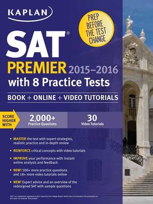cover image of Kaplan SAT Premier 2015-2016 with 8 Practice Tests